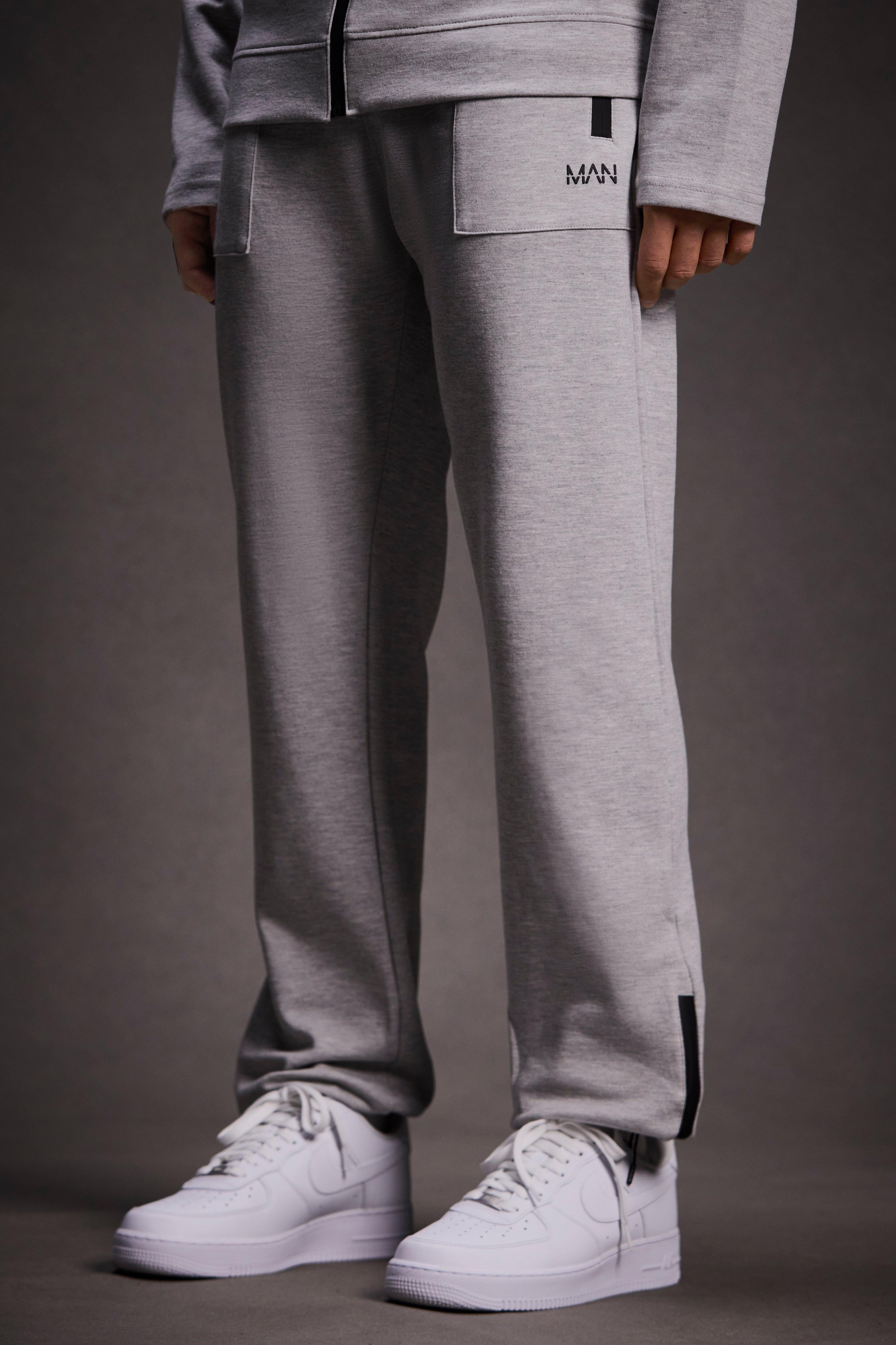 Mens Grey Man Active Fleece Zip Hem Jogger, Grey